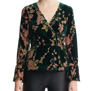 Scoop Burnout Floral Print Wrap Blouse Women's Size XL